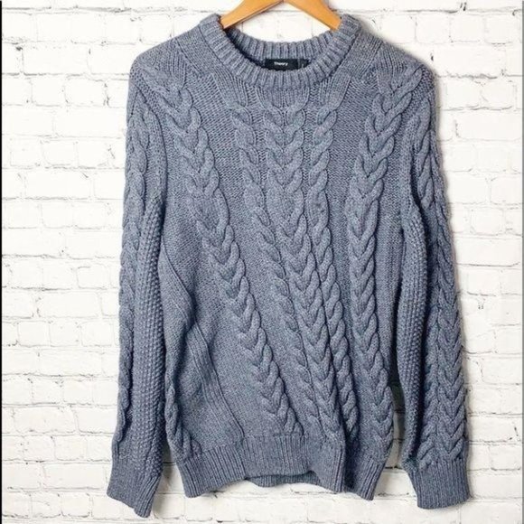Theory Twisting Cable Knit Sweater Crew Neck Large - Picture 2 of 6